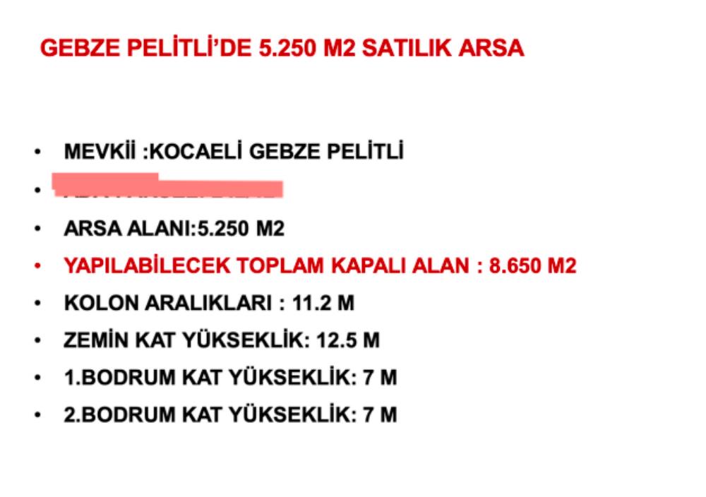 GEBZE PELITLI OSB YAKIN KDKÇ 0.60 SANAYİ DEPOLAMA